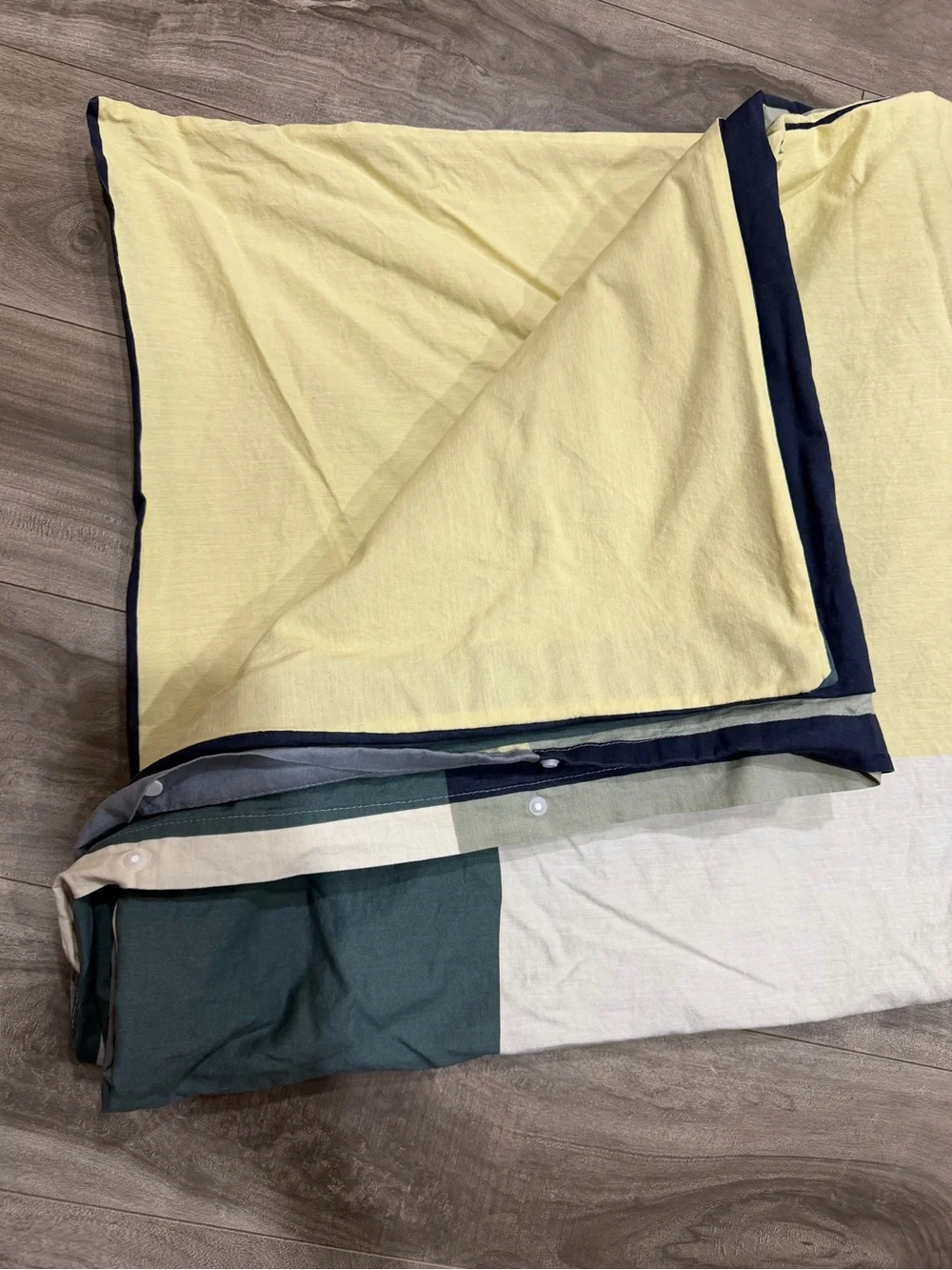Colorblock Duvet Cover in Navy, Teal & Cream